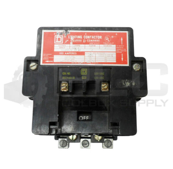 SQUARE D 8903 S002 /A LIGHTING CONTACTOR 100A 600VAC 250VDC W/ 31074-400-38 COIL - Image 2