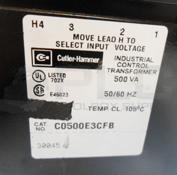 CUTLER HAMMER C0500E3CFB CONTROL TRANSFORMER W/ BC6032SQ-MT FUSE HOLDER - Image 6