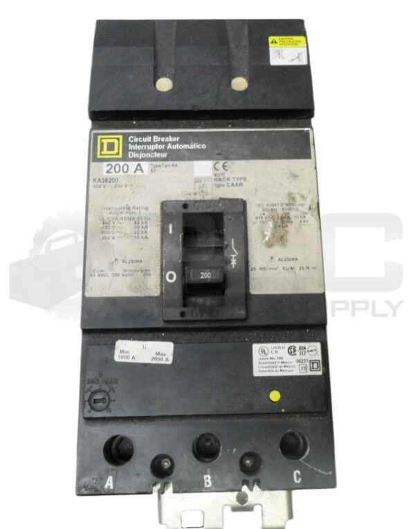 SQUARE D KA36200 /S2 CIRCUIT BREAKER 200A 600V - Image 2