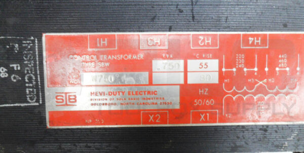 SOLA SBW W750 CONTROL TRANSFORMER 480V 50/60HZ - Image 5