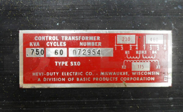 SOLA SXO D72954 CONTROL TRANSFORMER 460V 60HZ - Image 5