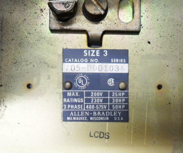 ALLEN BRADLEY 705-DOD103 /K MOTOR STARTER W/ (2) 73A86 COIL 110-120V 50/60HZ - Image 6