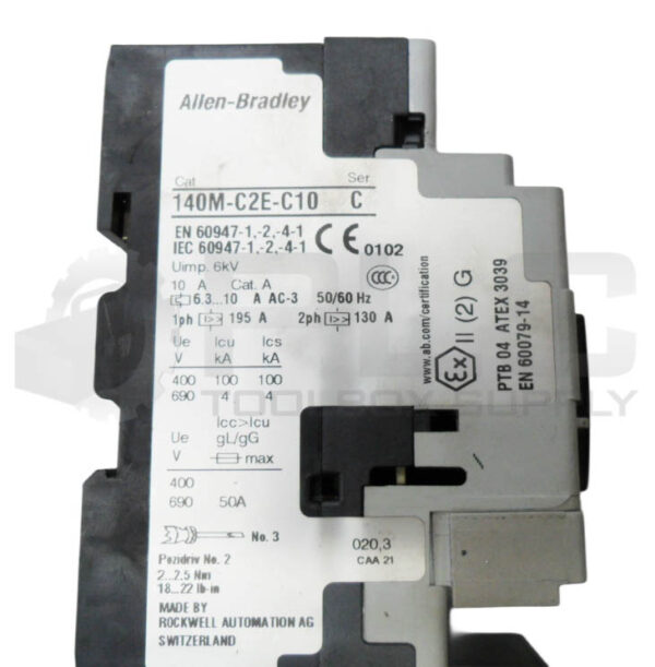 ALLEN BRADLEY 140M-C2E-C10  /C CIRCUIT BREAKER W/ 100-C09*10 /A W/ 100-F /B - Image 7