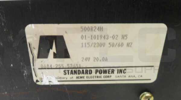 ACME ELECTRIC 500B24H POWER SUPPLY W/ 105160 TRANSFORMER W/ 33000MFD CAPACITOR - Image 8