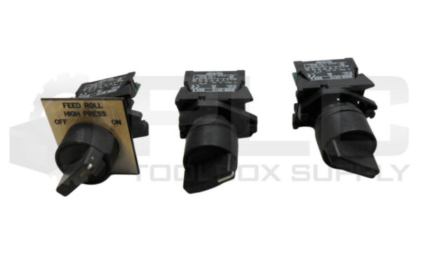 LOT OF 3 ALLEN BRADLEY 800E-3X10 /A CONTACT BLOCK W/ SELECTOR SWITCH