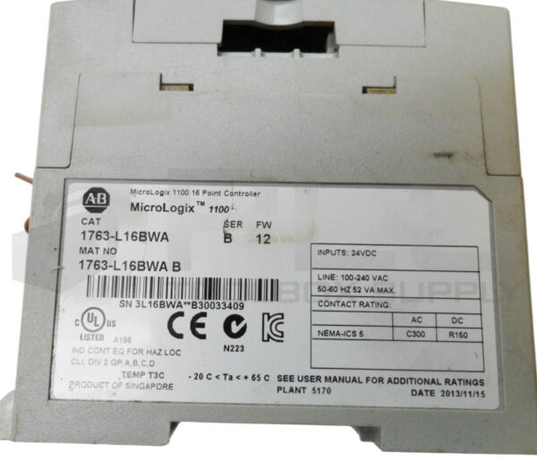 ALLEN BRADLEY 1763-L16BWA /B MICROLOGIX 1100 16 PT CONTROLLER 24VDC 100-240VAC - Image 5