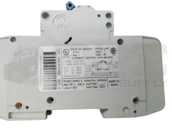 LOT OF 2 ALLEN BRADLEY 1489-A1C060 /A CIRCUIT BREAKER 1P 6A 277V 1489-A - Image 5
