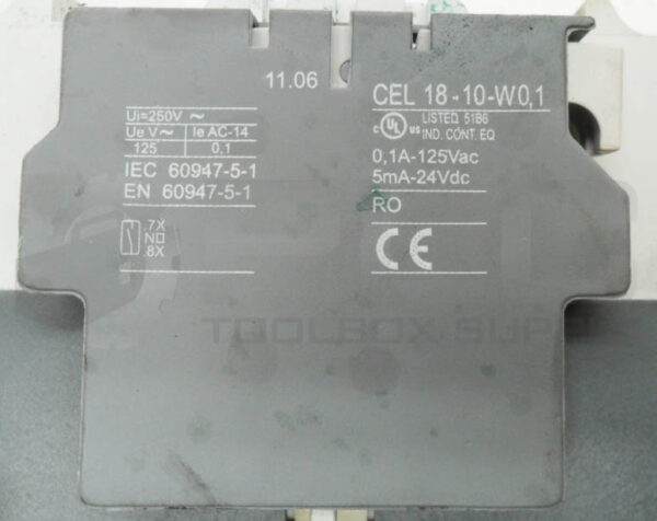 ABB A110W-30 WELDING ISOLATION CONTACTOR W/ (2) CEL 18-10-W0.1 W/ A1 84 A2 - Image 5