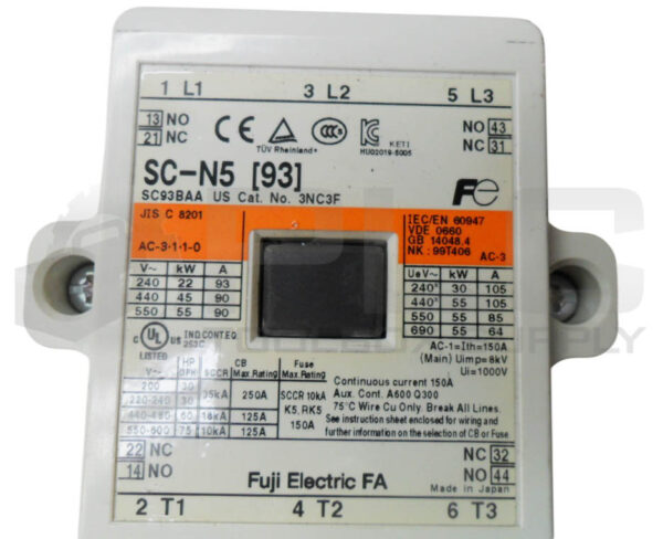 FUJI ELECTRIC SC-N5(93) MAGNETIC CONTACTOR 600V 150A W/ A1 A2 COIL - Image 6