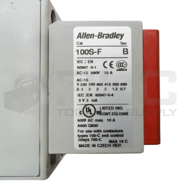 ALLEN BRADLEY 100-C37E*00 /C CONTACTOR W/ 100S-F /B CONTACT BLOCK W/ 100-S /B - Image 6