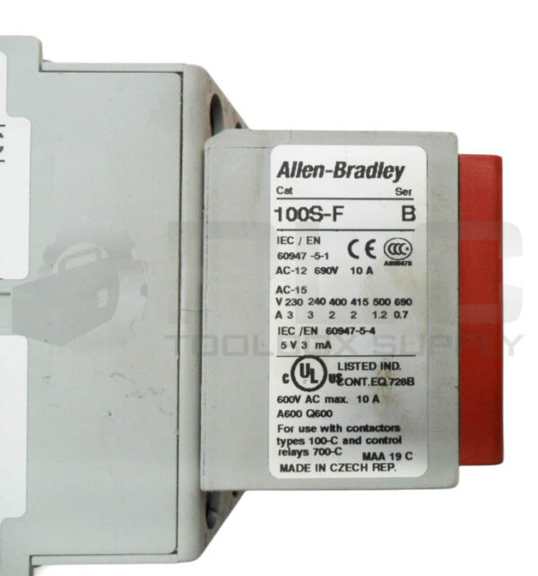 ALLEN BRADLEY 100-C37E*00 /C CONTACTOR W/ 100S-F /B CONTACT BLOCK - Image 5