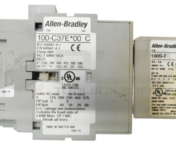 ALLEN BRADLEY 100-C37E*00 /C CONTACTOR W/ 100S-F /B CONTACT BLOCK - Image 6