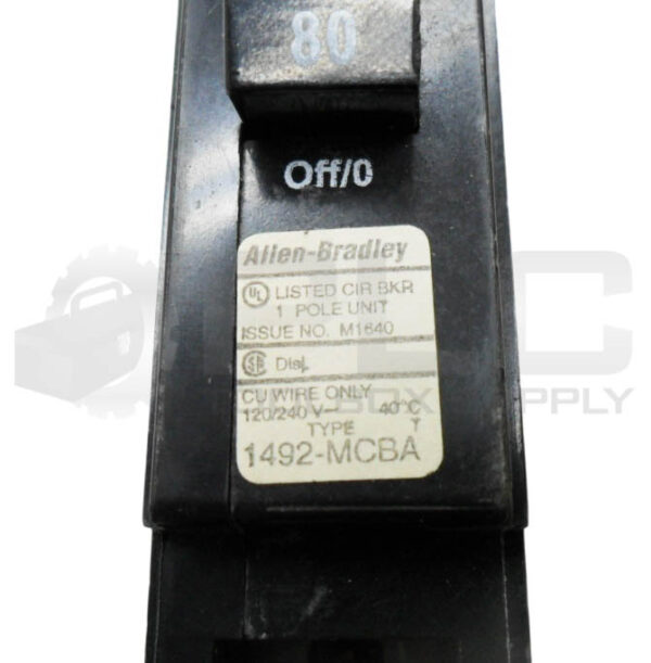 ALLEN BRADLEY 1492-MCBA180 /A CIRCUIT BREAKER 1 POLE 80A 1492-MCBA - Image 4