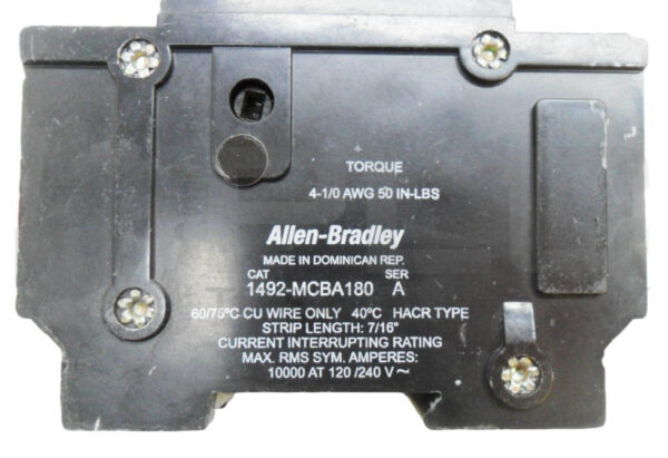ALLEN BRADLEY 1492-MCBA180 /A CIRCUIT BREAKER 1 POLE 80A 1492-MCBA - Image 5