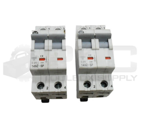 LOT OF 2 ALLEN BRADLEY 1492-SP2C200 /C CIRCUIT BREAKER 20A 415VAC 1492-SP