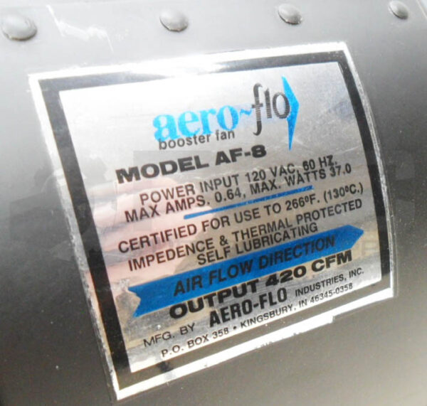 AERO-FLO AF-8 BOOSTER FAN 120VAC 60HZ 0.64A - Image 5