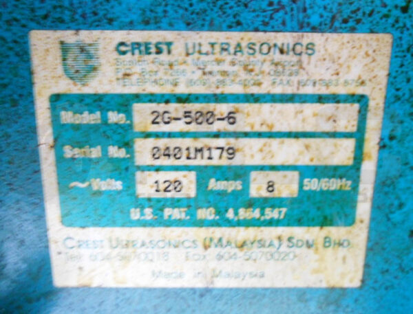 CREST ULTRASONICS 2G-500-6 ULTRASONIC GENERATOR 120V 8A 50/60HZ - Image 5