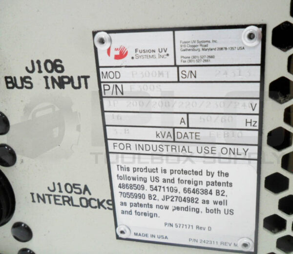 FUSION UV P300MT POWER SUPPLY 240V 15A 50/60HZ F300S - Image 5