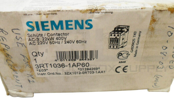 NEW SIEMENS 3RT1036-1AP60 CONTACTOR 220-400VAC 50/60HZ *READ* - Image 6