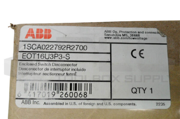 SEALED NEW ABB 1SCA022792R2700 ENCLOSED SWITCH DISCONNECTOR - Image 3