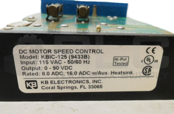 KB ELECTRONICS KBIC-125(9433B) DC MOTOR SPEED CONTROL 115VAC 50/60HZ 0-90VDC - Image 4