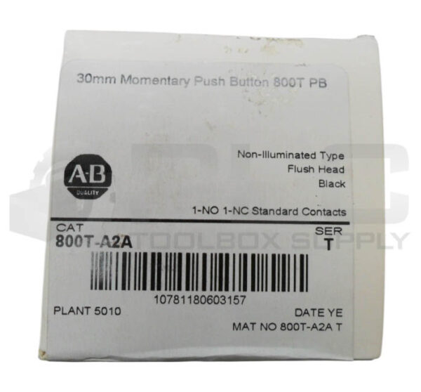 SEALED NEW ALLEN BRADLEY 800T-A2A /T PUSH BUTTON BLACK - Image 3