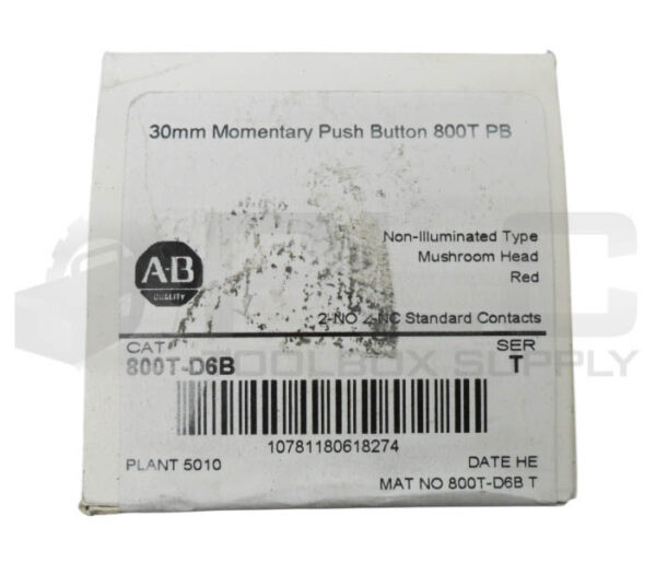 SEALED NEW ALLEN BRADLEY 800T-D6B /T PUSH BUTTON MUSHROOM RED - Image 3