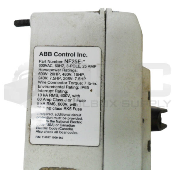 ABB NF25E-* SELECTOR SWITCH 600VAC 60HZ 3P 25A - Image 5