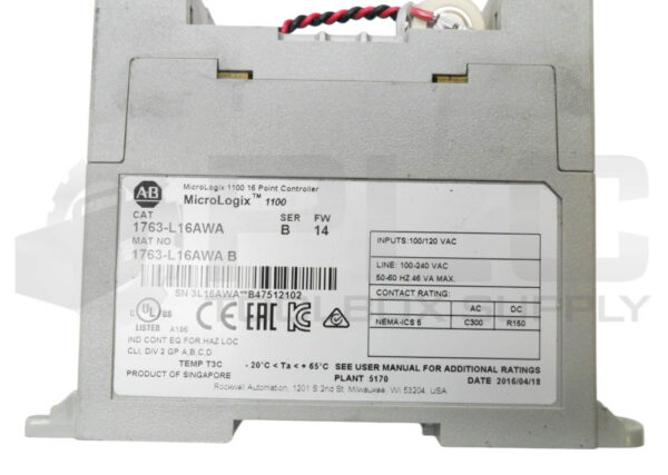 ALLEN BRADLEY 1763-L16AWA /B MICROLOGIX 1100 16 PT CONTROLLER 100-240VAC *READ* - Image 5
