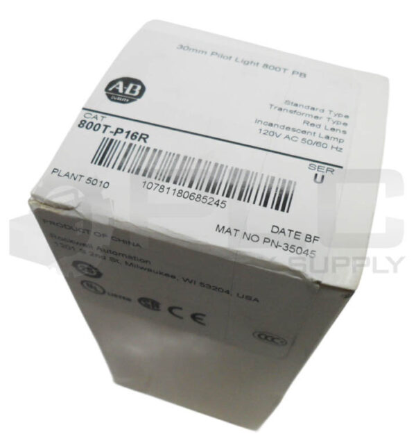 SEALED NEW ALLEN BRADLEY 800T-P16R /U PILOT LIGHT RED 120VAC 50/60HZ - Image 2
