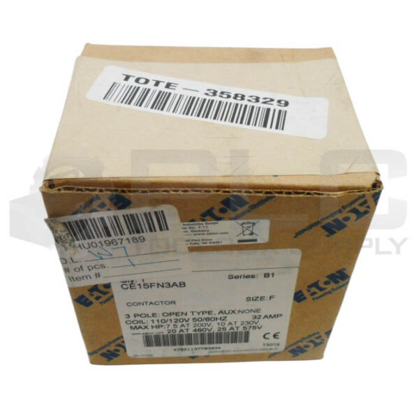 SEALED NEW EATON CE15FN3AB CONTACTOR 3P 110-120V 50/60HZ 32A