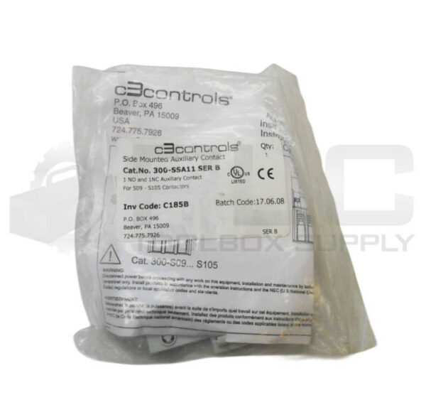 SEALED NEW C3 CONTROLS 300-SSA11 /B AUXILIARY CONTACT