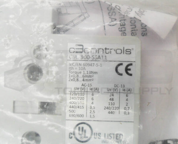 SEALED NEW C3 CONTROLS 300-SSA11 /B AUXILIARY CONTACT - Image 3