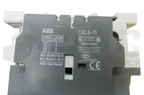 ABB A50-30 CONTACTOR 100A 600VAC W/ CAL5-11 AUXILIARY CONTACT A50 - Image 6