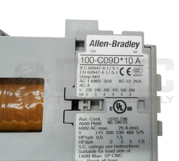 ALLEN BRADLEY 100-C09D*10 /A CONTACTOR 600VAC 25A *READ* - Image 6