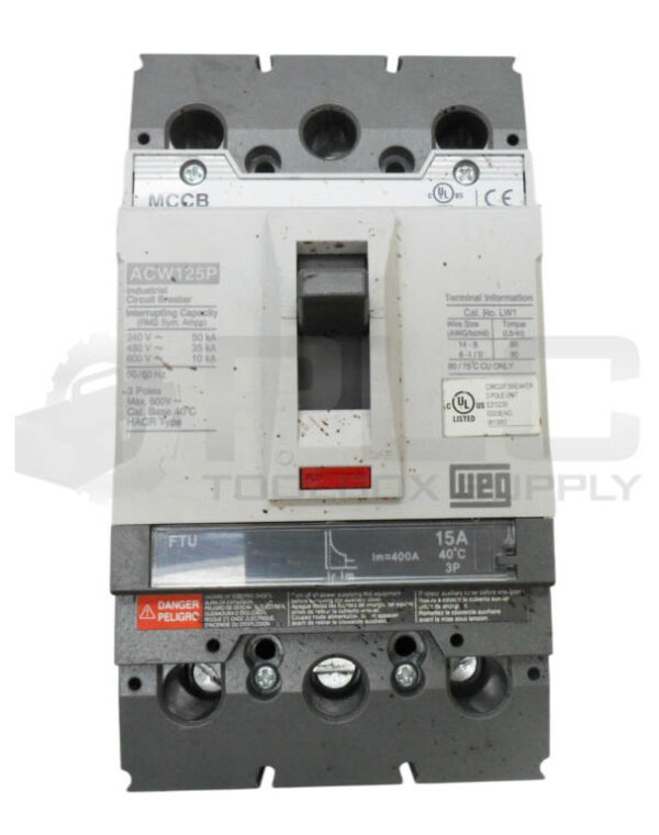 WEG ACW125P INDUSTRIAL CIRCUIT BREAKER 600V 50/60HZ 3P 15A - Image 2