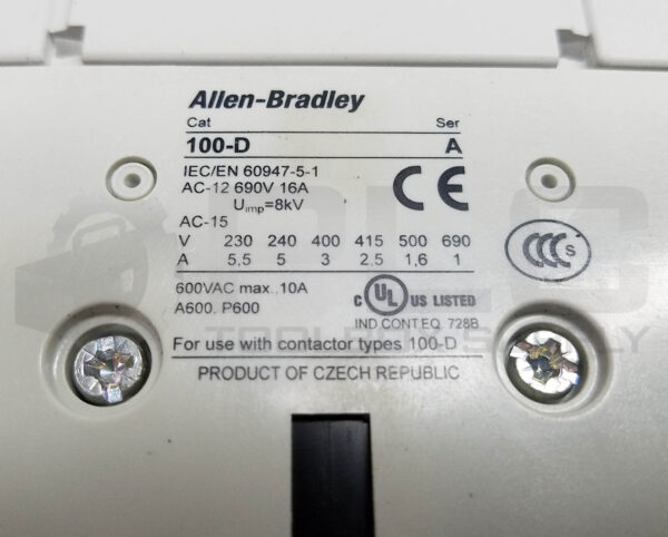 ALLEN BRADLEY 100-D115 CONTACTOR 110V/50Hz 120V/60Hz w/ 100-D /A - Image 6
