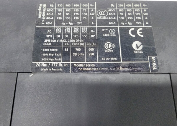 EATON DIL M185 XTCE185L CONTACTOR 24-48VDC w/ (2) DIL M820-XHI-11-SI XTCEXSBR11 - Image 7