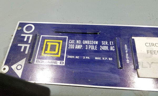 SQUARE D QMB324W /E1 FUSIBLE PANEL BOARD SWITCH 200AMP 240VAC 250VDC - Image 5