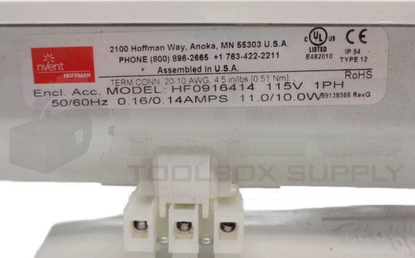 HOFFMAN HF0916414 NVENT FAN ENCLOSURE 115V 1PH 50/60HZ 0.16/.014AMPS - Image 6