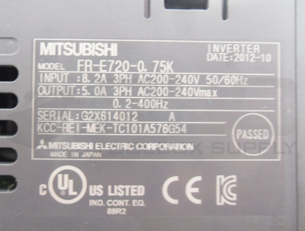 MITSUBISHI FR-E720-0.75K INVERTER 8.2A 3PH 200-240V 50/60HZ - Image 5