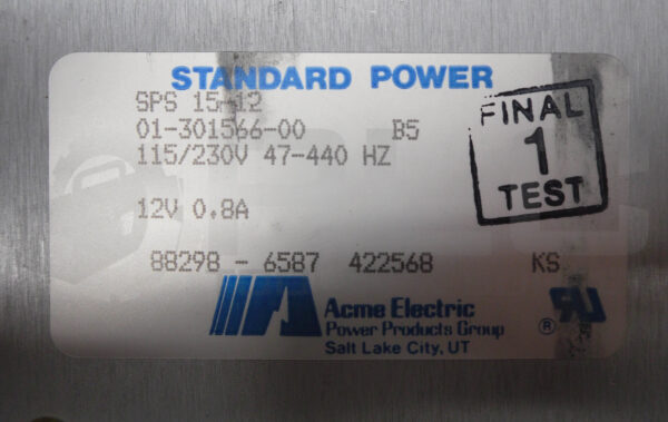 ACME ELECTRIC SPS 15-12 POWER SUPPLY 115/230V 47-440HZ - Image 4