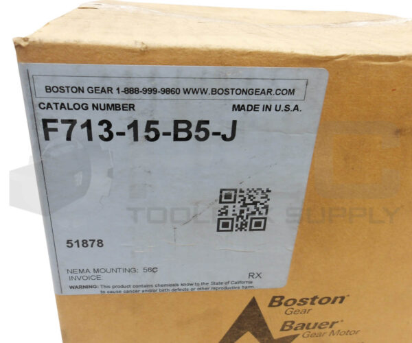 SEALED NEW BOSTON GEAR F713-15-B5-J GEARBOX 0.66HP *READ* - Image 3