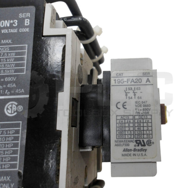 ALLEN BRADLEY 104-A30ND3 /B W/ (2) 100-A30N*3 /B W/ (2) HU473 W/ (2) 195-FA20 /A - Image 6