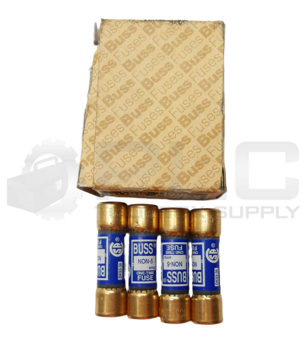 LOT OF 4 BUSSMANN NON-5 ONE TIME FUSE 5A 250V CLASS K5
