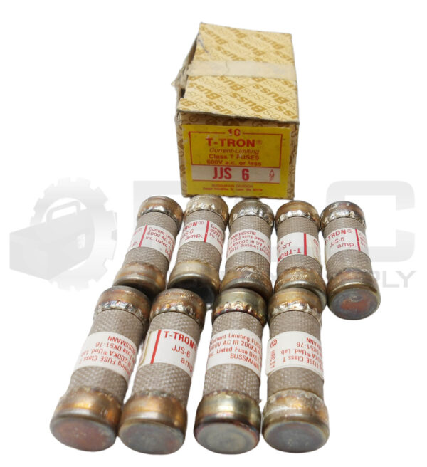 NEW LOT OF 9 BUSSMANN JJS-6 CURRENT LIMITING CLASS T FUSES 600VAC 6A