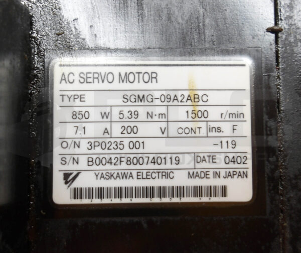 YASKAWA SGMG-09A2ABC AC SERVO MOTOR 7.1A 200V - Image 7
