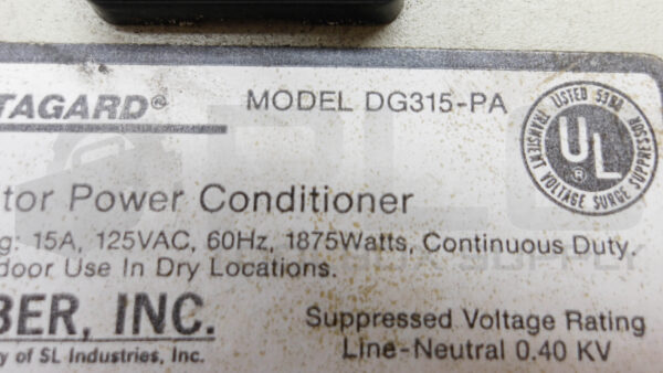 WABER DATAGARD DG315-PA LINE MONITOR POWER CONDITIONER 15A 125VAC - Image 4