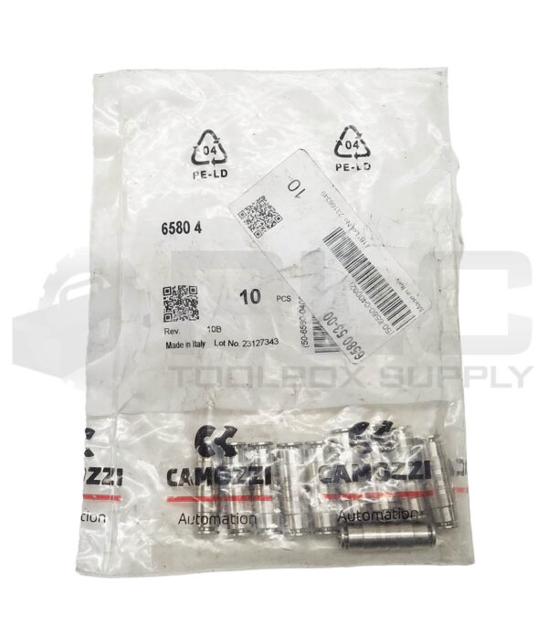 SEALED NEW BAG OF 10 CAMOZZI 6580 53-00 UNION PUSH-IN 5/32" OD