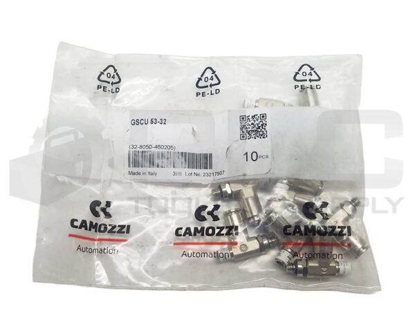 SEALED NEW BAG OF 10 CAMOZZI GSCU 53-32 RIGHT ANGLE FLOW CONTROL, 5/32" OD
